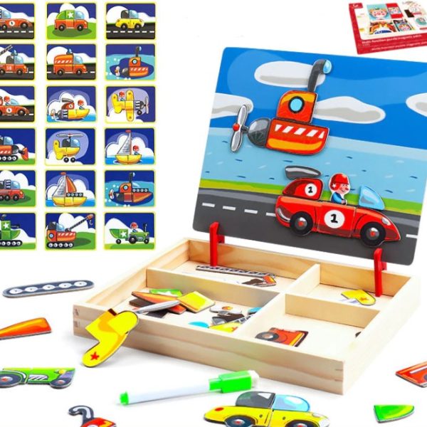 Detská drevená hra / puzzle: Vytvor podľa fantázie - Style-b-with-box