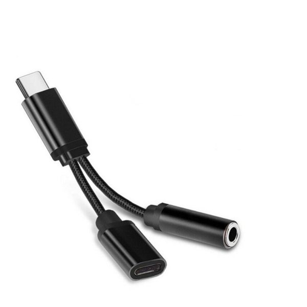 Adaptér USB-C na 3,5 mm jack / USB-C - Cierna