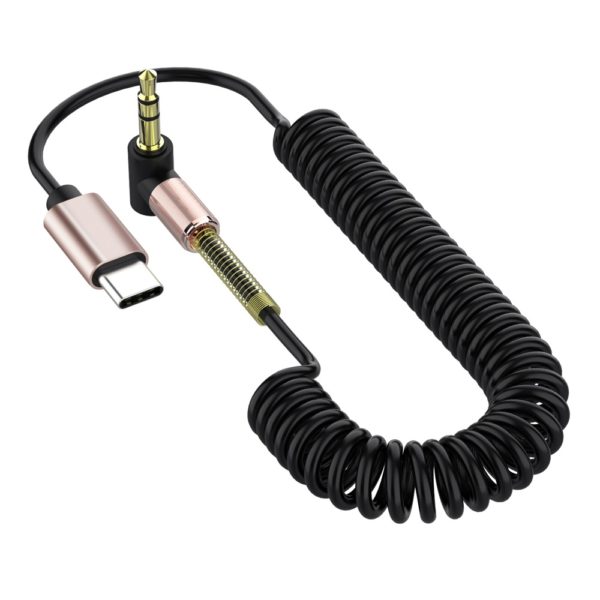 Pružný AUX kábel 3,5 mm jack na USB-C