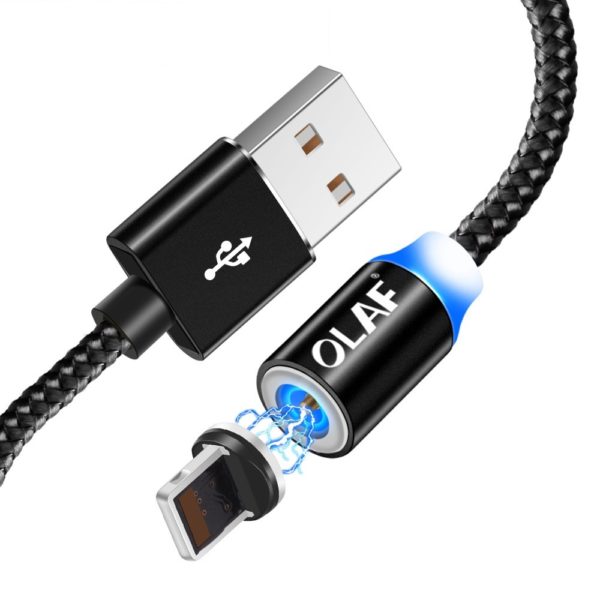 Magnetický nabíjací USB kábel K461 - 1, Cierna, 2-m