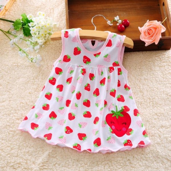 Dievčenské letné šaty s jahodami - 9-12-mesiacov