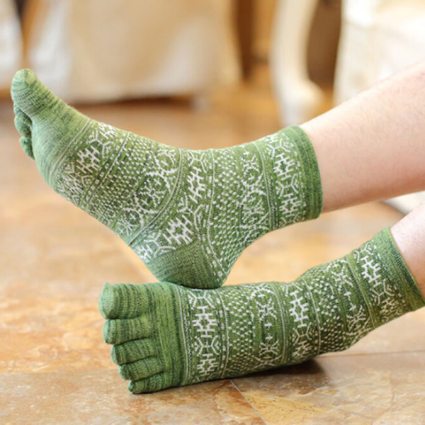 Bavlnené prstové ponožky - Zelena