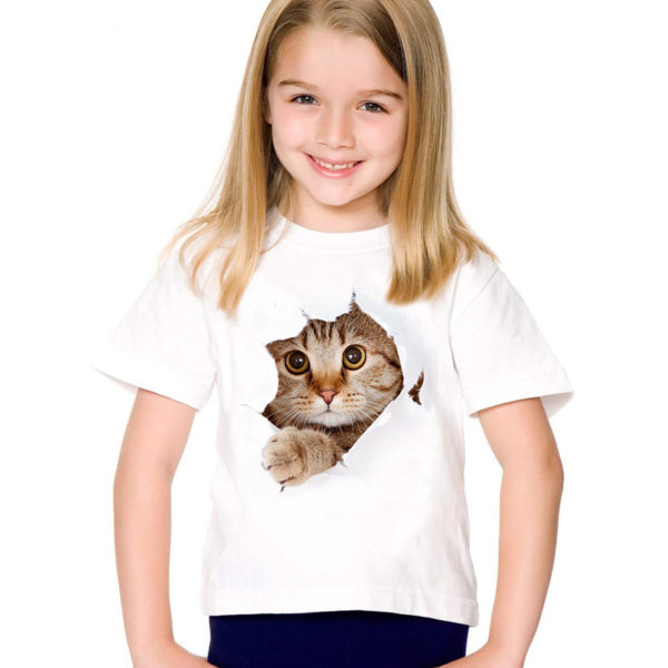 Dievčenské 3D tričko s mačkou - 7 variantov - B, 8