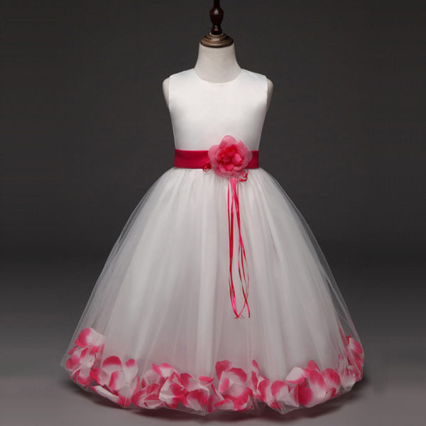 Dievčenské šaty s kvetmi - 6 farieb - Tmavo-ruzova, 9