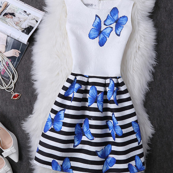 Dievčenské šaty s motýlikmi - 2 farby - Modra, 12