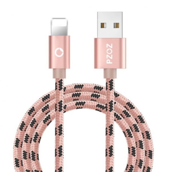 Rýchlonabíjací USB kábel pre iPhone - 4 farby - 2-m, Ruzova