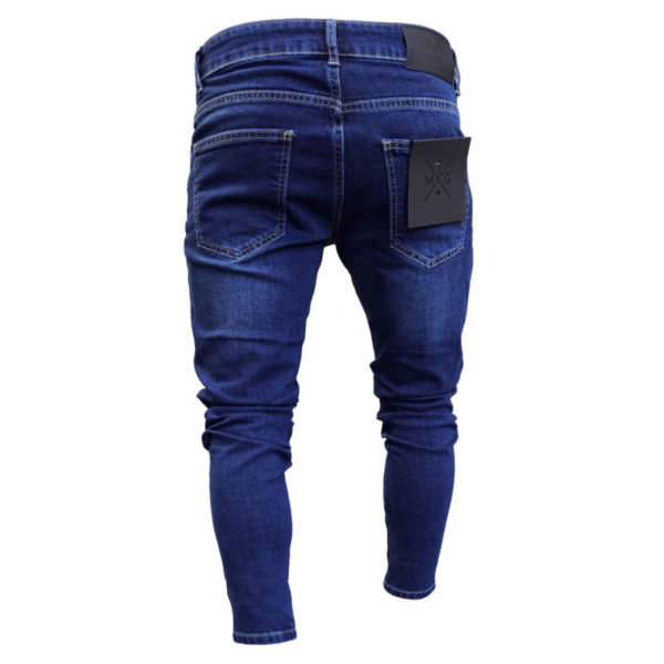 Módne pánske Slim Fit džínsy s roztrhaným vzorom Elias - Blue, Xxxl