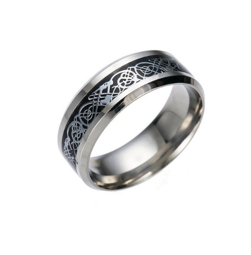 Pánsky prsteň s ornamentom - 4 farby - Cierna, 13