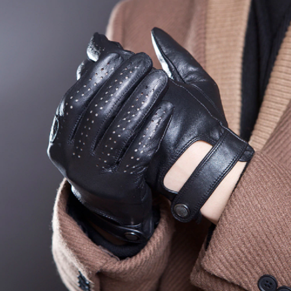 Pánske kožené voľnočasové rukavice - Čierne - Xl