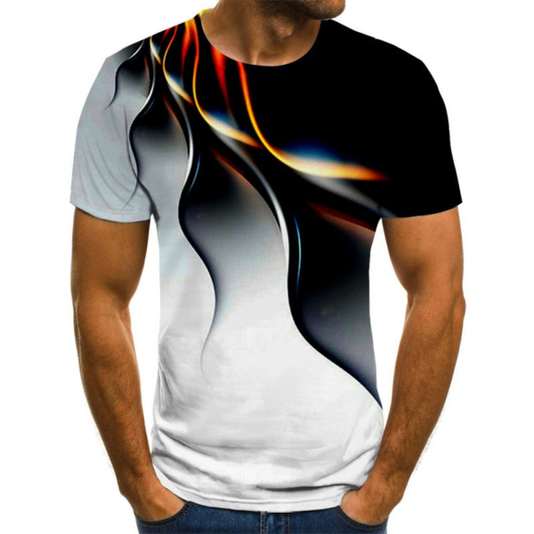 Pánske tričko so zaujímavým 3D potlačou a krátkym rukávom - Cerna, S