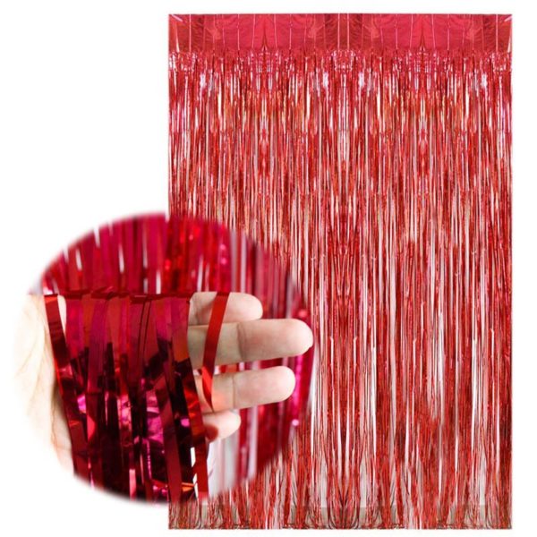 Dekoračné záves s glitrami - Cervena