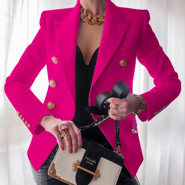 Dámske elegantné sako so zlatými gombíkmi Bella - Ruzova, S