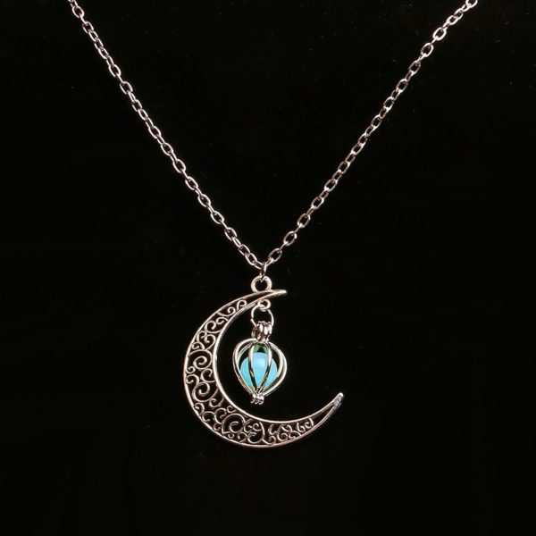 Svietiace náhrdelník s mesiacom - Light-blue