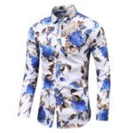 Pánska košeľa s dlhým rukávom a kvetinovým vzorom - 05-8211-blue, 7xl