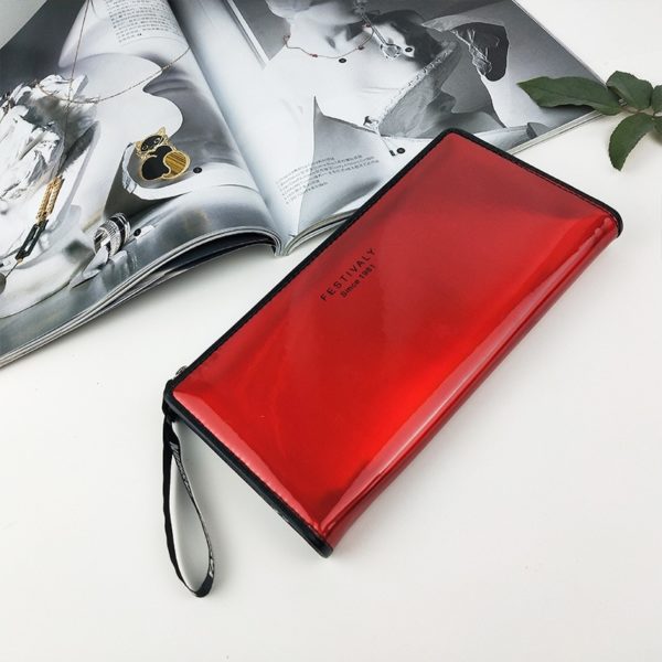 Dámska holografická kožená peňaženka - Cervena
