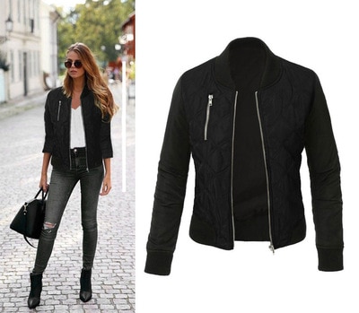 Dámska luxusná bunda na jeseň - Black, 3xl