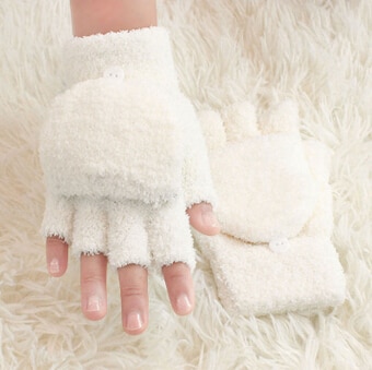 Chlpaté detské rukavice Darcy - White