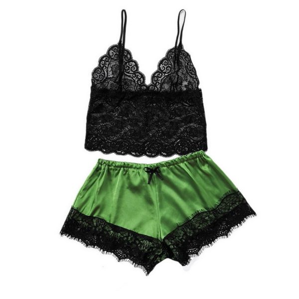 Dámske saténové sexy nočné prádlo Scarlet - Black-green, Xxl