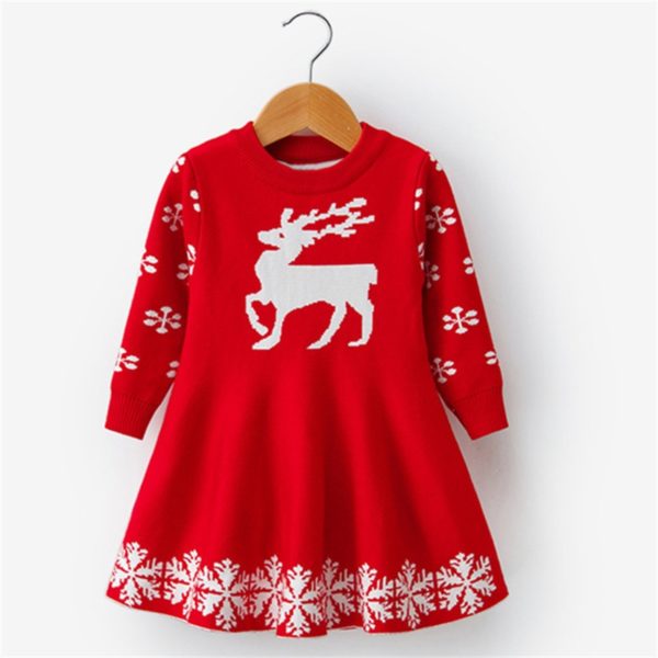 Detské štýlové vianočné šaty Deer - 1-1, 8t