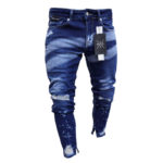 Módne pánske Slim Fit džínsy s roztrhaným vzorom Elias - Blue, Xxxl