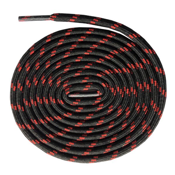 Okrúhle zaväzovacie šnúrky - Black-with-red, 120cm