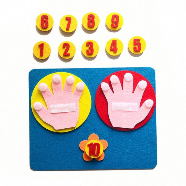 Matematická vzdelávacie predškolské hra s prstami a číslami - sada plstených čísel