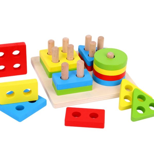 Drevená vzdelávacie hračka pre deti - geometrické tvary